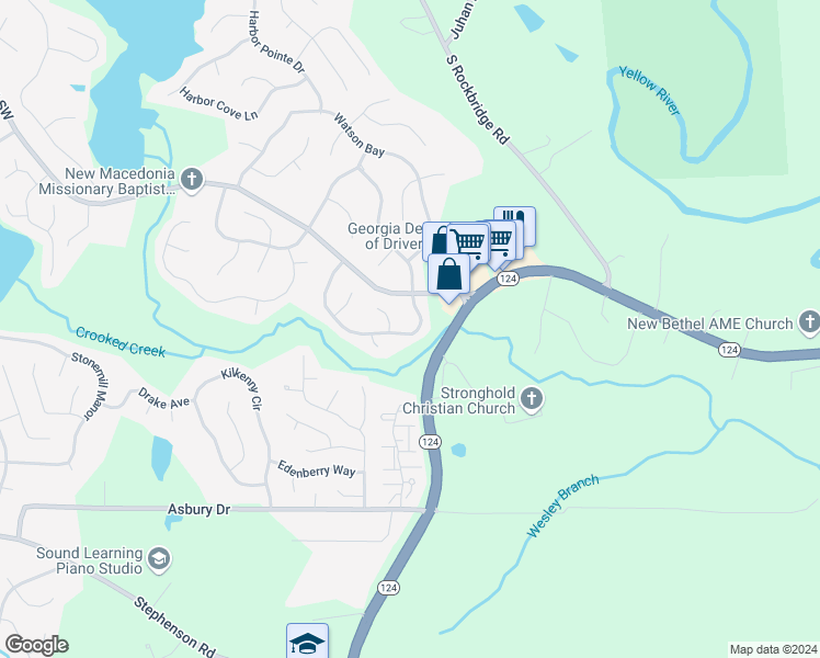 map of restaurants, bars, coffee shops, grocery stores, and more near 832 Stonebridge Park Circle in Lithonia