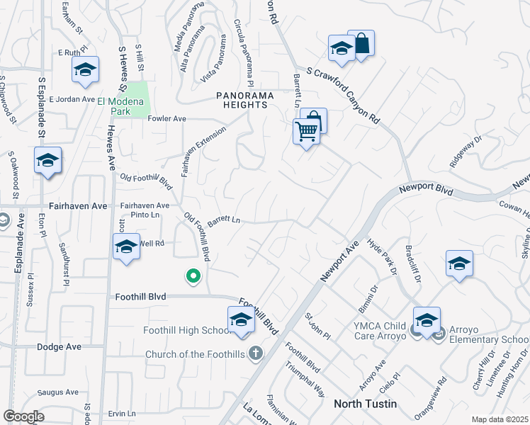 map of restaurants, bars, coffee shops, grocery stores, and more near 12941 Villa Rose Drive in Santa Ana