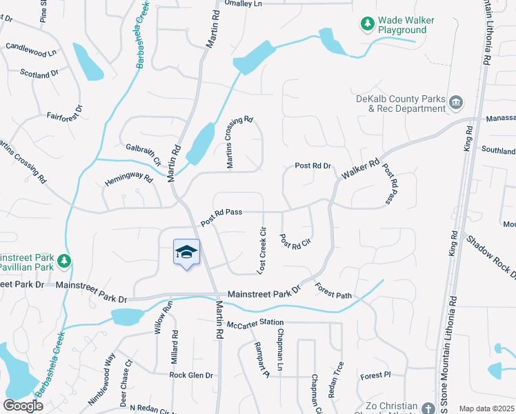 map of restaurants, bars, coffee shops, grocery stores, and more near 766 Lost Creek Circle in Stone Mountain