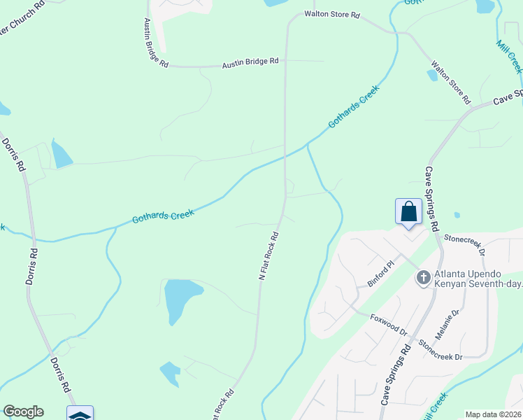 map of restaurants, bars, coffee shops, grocery stores, and more near 1235 North Flat Rock Road in Douglasville