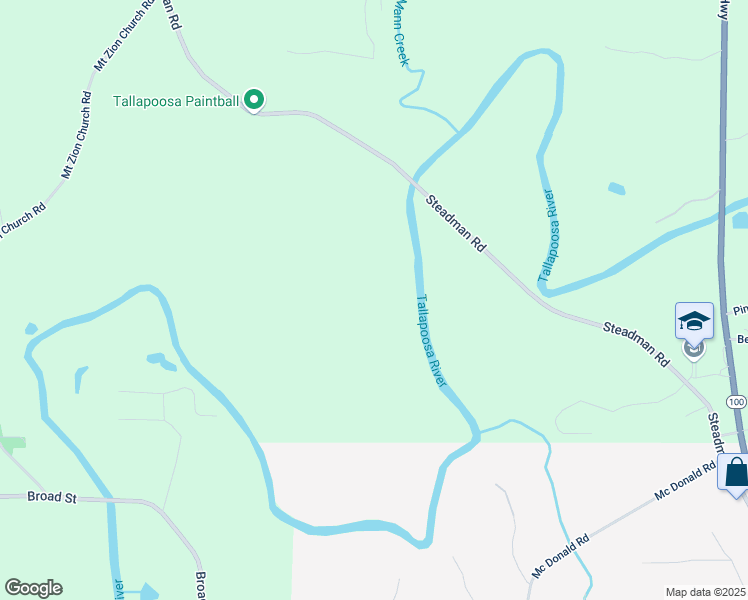 map of restaurants, bars, coffee shops, grocery stores, and more near 183 Steadman Road in Tallapoosa