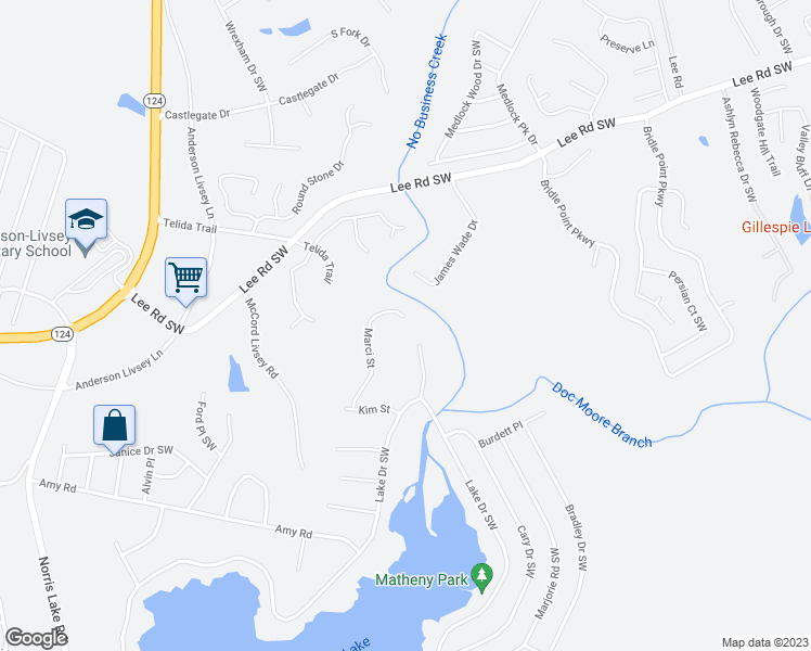 map of restaurants, bars, coffee shops, grocery stores, and more near 4282 Marci Street in Snellville