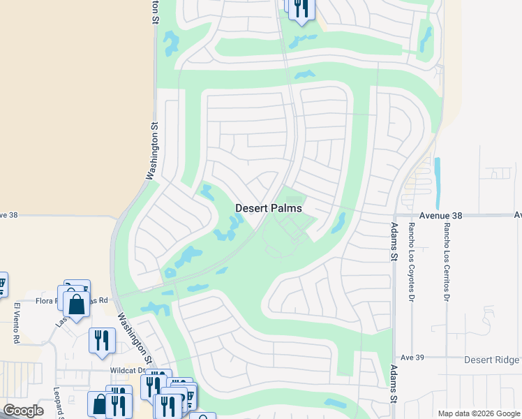 map of restaurants, bars, coffee shops, grocery stores, and more near 37948 Breeze Way in Palm Desert