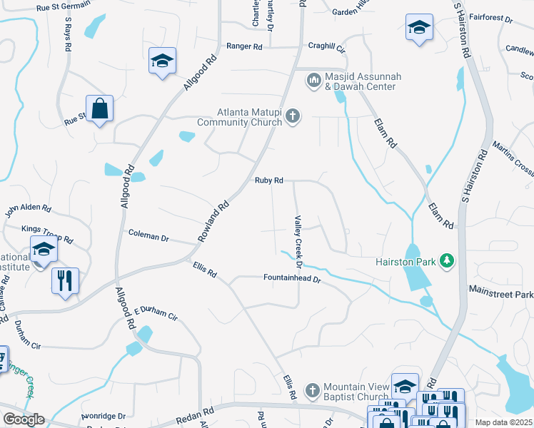 map of restaurants, bars, coffee shops, grocery stores, and more near 765 Corundum Ct in Stone Mountain