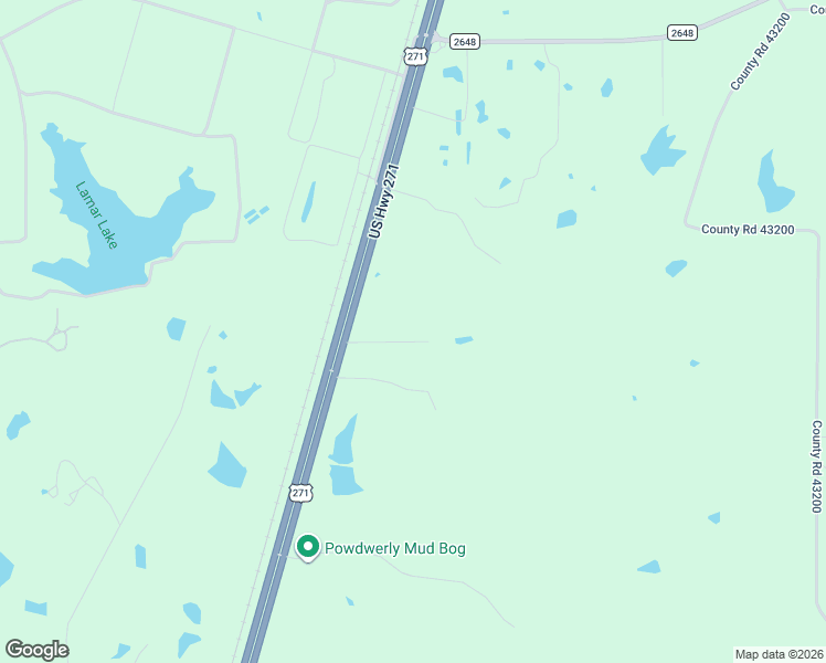 map of restaurants, bars, coffee shops, grocery stores, and more near 100 County Road 43010 in Powderly