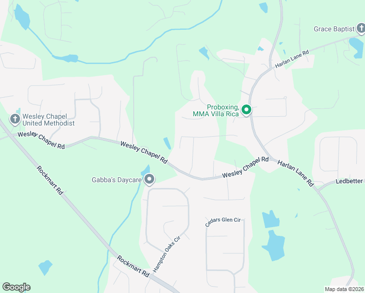 map of restaurants, bars, coffee shops, grocery stores, and more near 318 Yale Court in Villa Rica