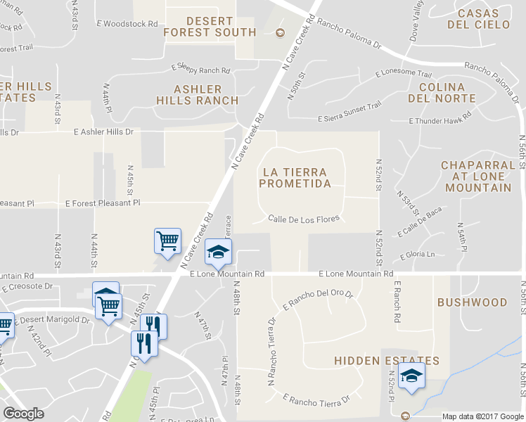 map of restaurants, bars, coffee shops, grocery stores, and more near 31630 North Cll De Los Arboles in Cave Creek