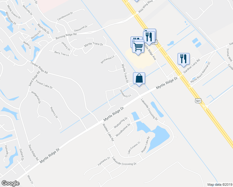 map of restaurants, bars, coffee shops, grocery stores, and more near 205 Butternut Circle in Conway