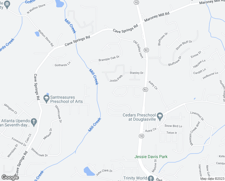 map of restaurants, bars, coffee shops, grocery stores, and more near 5388 Brickleberry Way in Douglasville