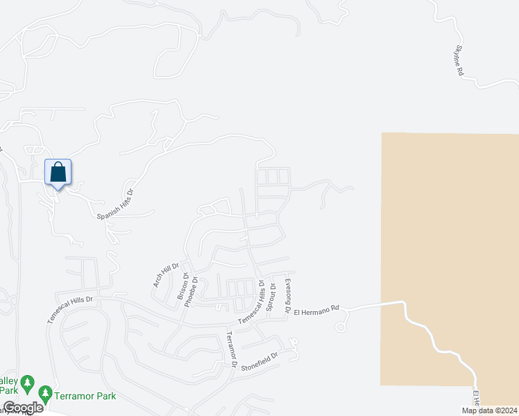 map of restaurants, bars, coffee shops, grocery stores, and more near 23830 Highvale Drive in Temescal Valley