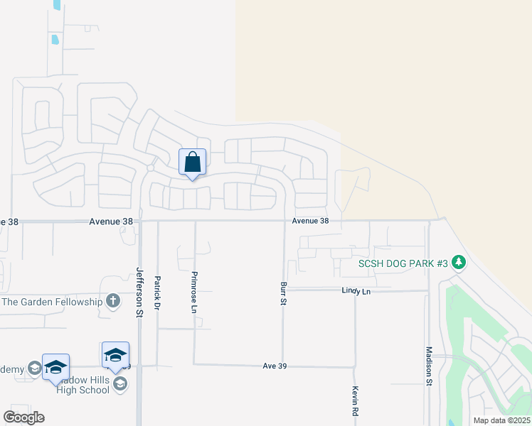 map of restaurants, bars, coffee shops, grocery stores, and more near 80395 Burnley Lane in Indio