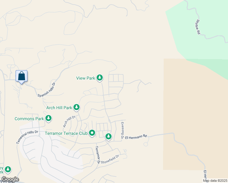 map of restaurants, bars, coffee shops, grocery stores, and more near 11950 El Hermano Road in Corona
