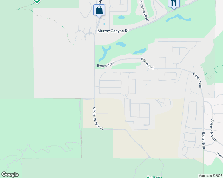 map of restaurants, bars, coffee shops, grocery stores, and more near 365 Patel Place in Palm Springs