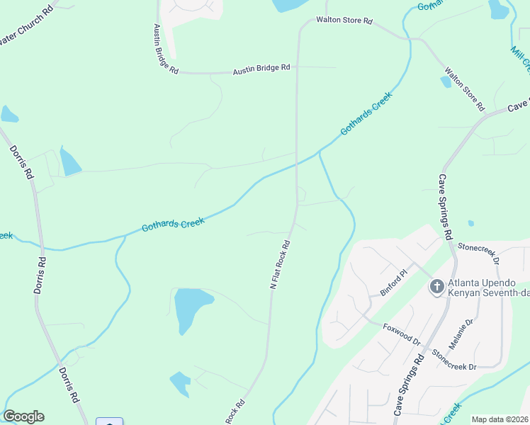 map of restaurants, bars, coffee shops, grocery stores, and more near 1235 North Flat Rock Road in Douglasville