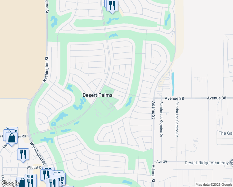 map of restaurants, bars, coffee shops, grocery stores, and more near 78614 Blooming Court in Palm Desert