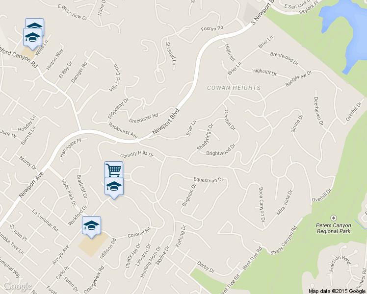map of restaurants, bars, coffee shops, grocery stores, and more near 10530 Brier Lane in Santa Ana