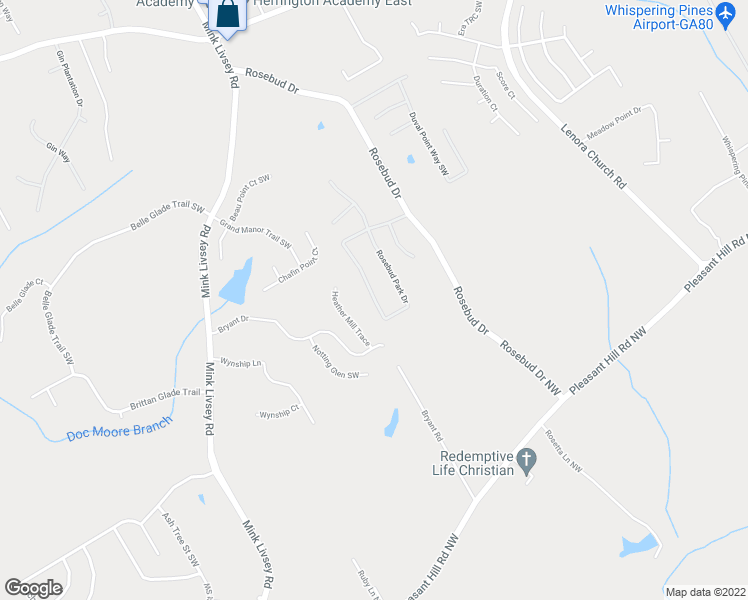 map of restaurants, bars, coffee shops, grocery stores, and more near 3737 Rosebud Park Dr SW in Snellville