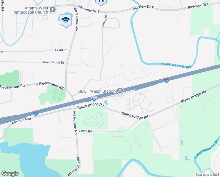 map of restaurants, bars, coffee shops, grocery stores, and more near 1700 Silverdale Lane in Lithia Springs