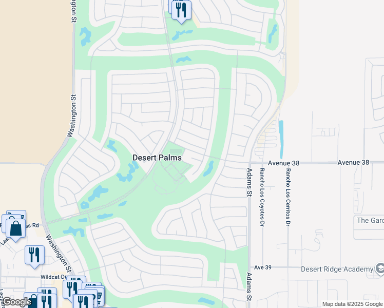 map of restaurants, bars, coffee shops, grocery stores, and more near 78626 Blooming Court in Palm Desert