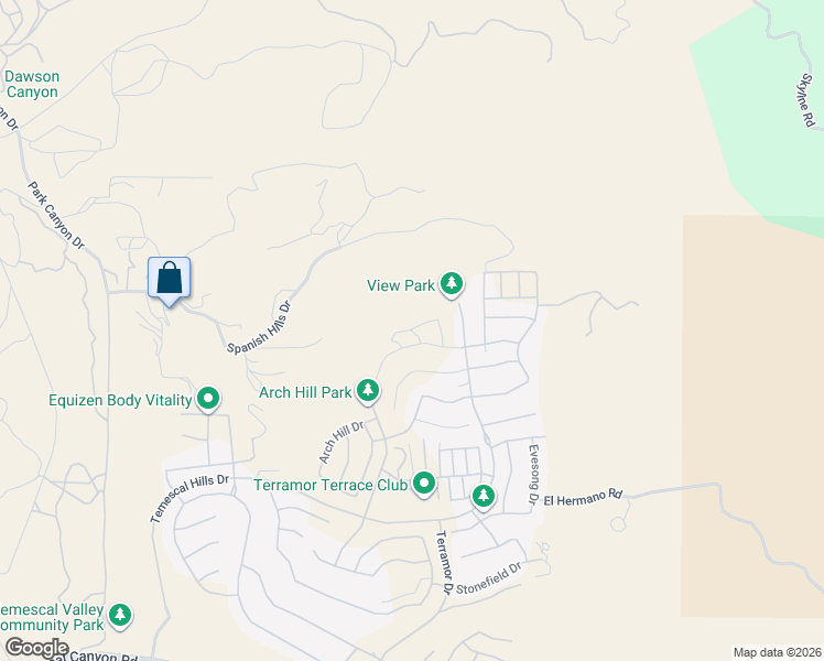 map of restaurants, bars, coffee shops, grocery stores, and more near 23809 Solaris Court in Corona