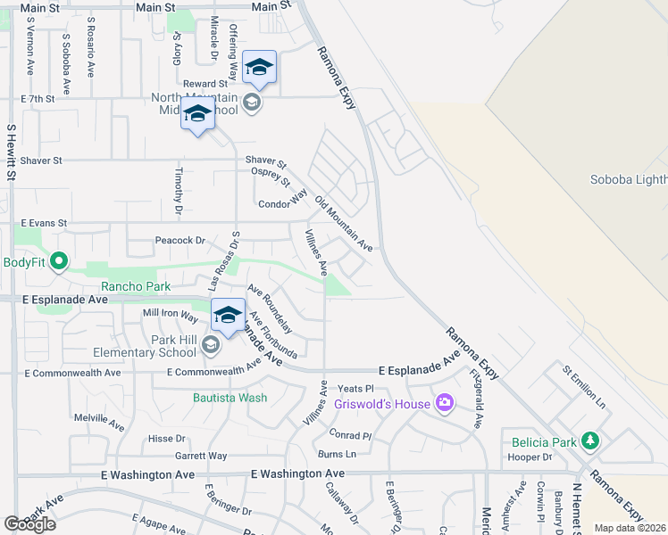 map of restaurants, bars, coffee shops, grocery stores, and more near 1434 Genoa Lane in San Jacinto