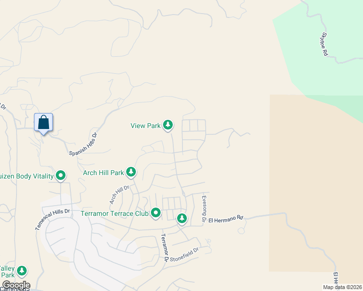 map of restaurants, bars, coffee shops, grocery stores, and more near 23830 Highvale Drive in Temescal Valley