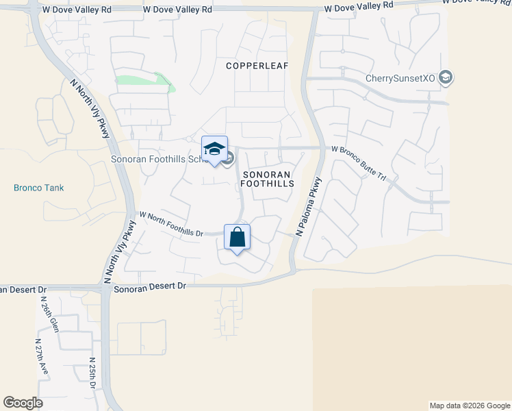 map of restaurants, bars, coffee shops, grocery stores, and more near 31910 North 20th Lane in Phoenix