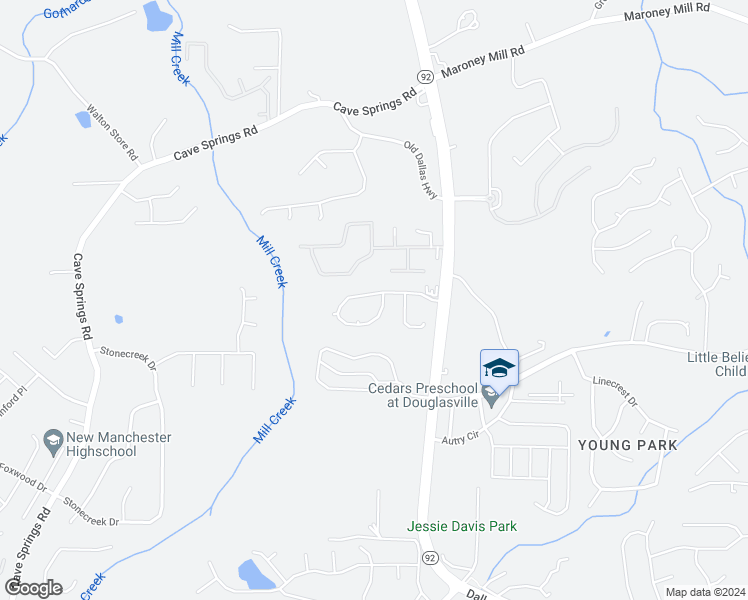 map of restaurants, bars, coffee shops, grocery stores, and more near 5349 Brickleberry Way in Douglasville