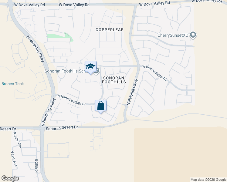 map of restaurants, bars, coffee shops, grocery stores, and more near 2017 West Calle De Sol in Phoenix