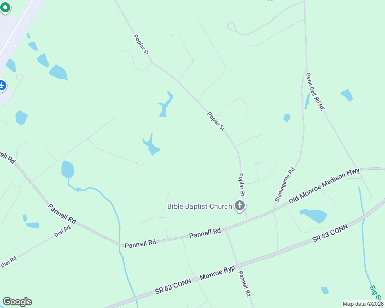 map of restaurants, bars, coffee shops, grocery stores, and more near 1023 Poplar Street in Monroe