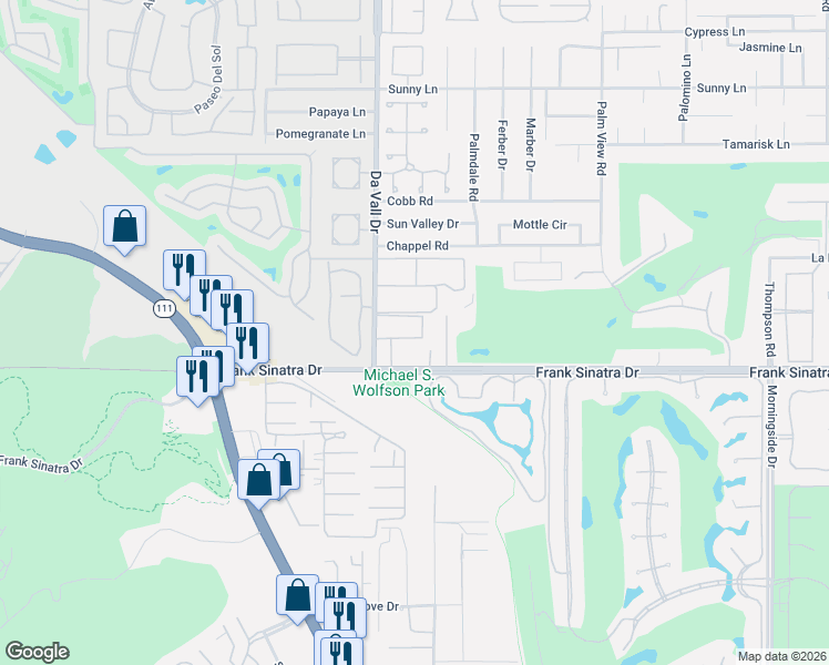 map of restaurants, bars, coffee shops, grocery stores, and more near 37800 Da Vall Drive in Rancho Mirage