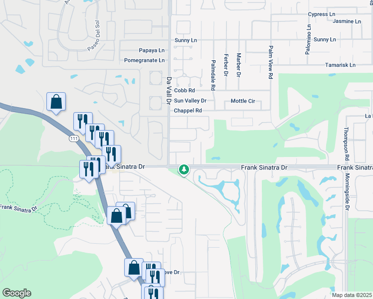 map of restaurants, bars, coffee shops, grocery stores, and more near 37800 Da Vall Drive in Rancho Mirage