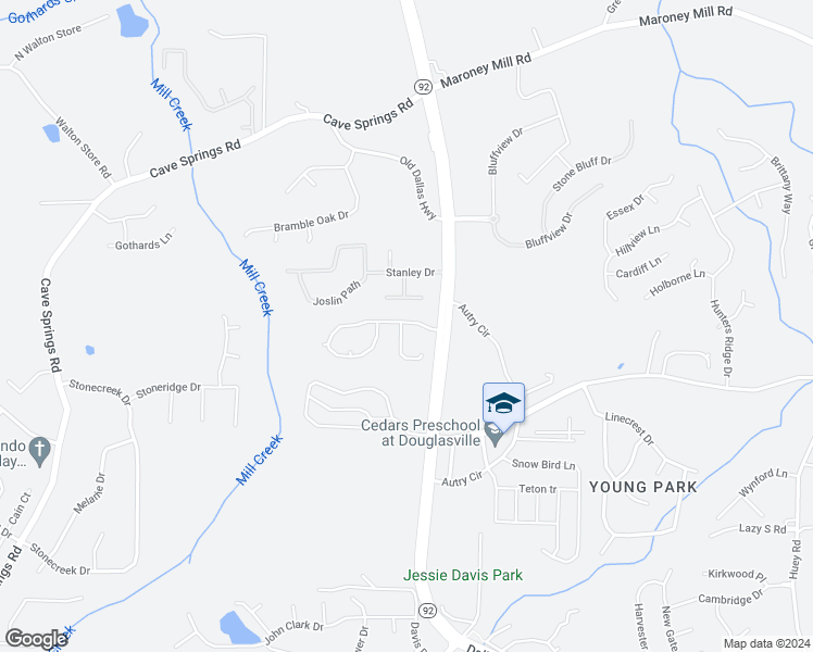 map of restaurants, bars, coffee shops, grocery stores, and more near 5315 Brickleberry Way in Douglasville