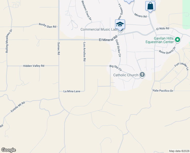 map of restaurants, bars, coffee shops, grocery stores, and more near 23857 Koepfer Road in Perris