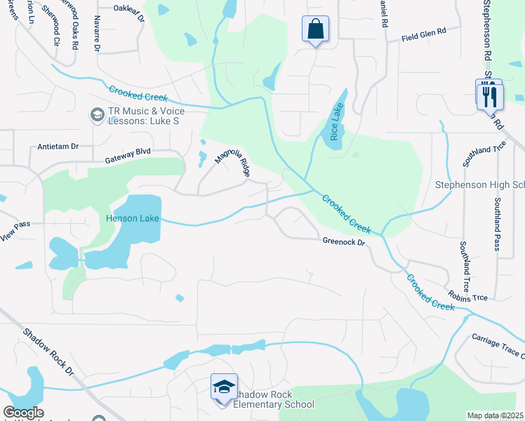 map of restaurants, bars, coffee shops, grocery stores, and more near 931 Linsley Way in Stone Mountain
