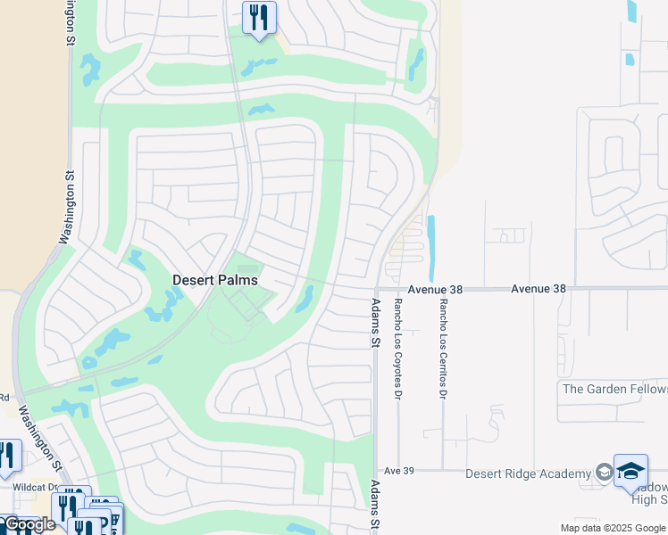 map of restaurants, bars, coffee shops, grocery stores, and more near 37905 Pineknoll Avenue in Palm Desert