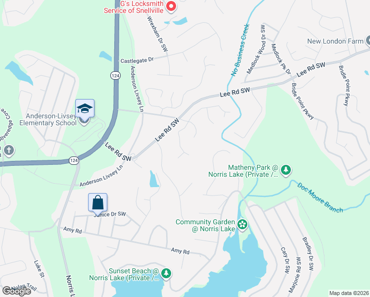 map of restaurants, bars, coffee shops, grocery stores, and more near 4491 Raptor Place in Snellville
