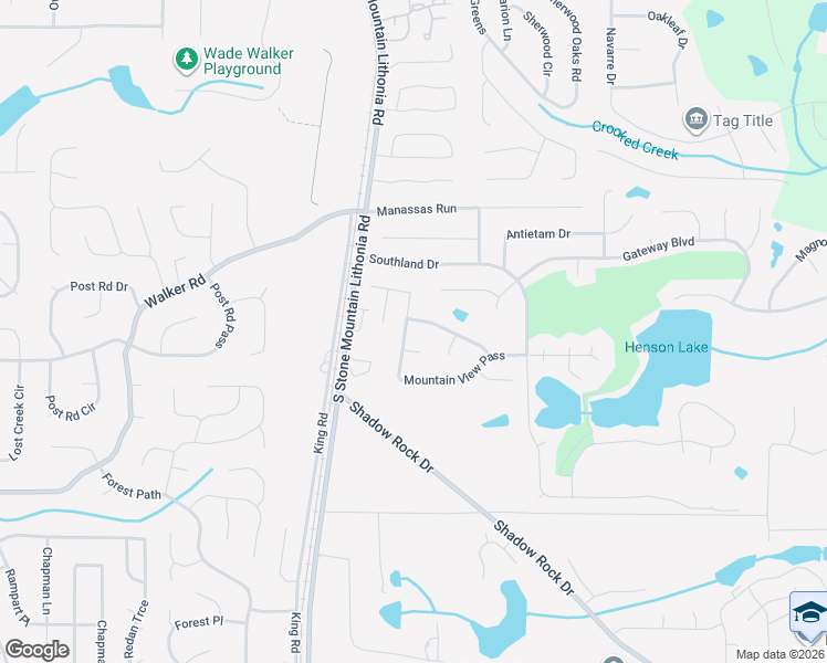 map of restaurants, bars, coffee shops, grocery stores, and more near 5526 Mountain View Pass in Stone Mountain