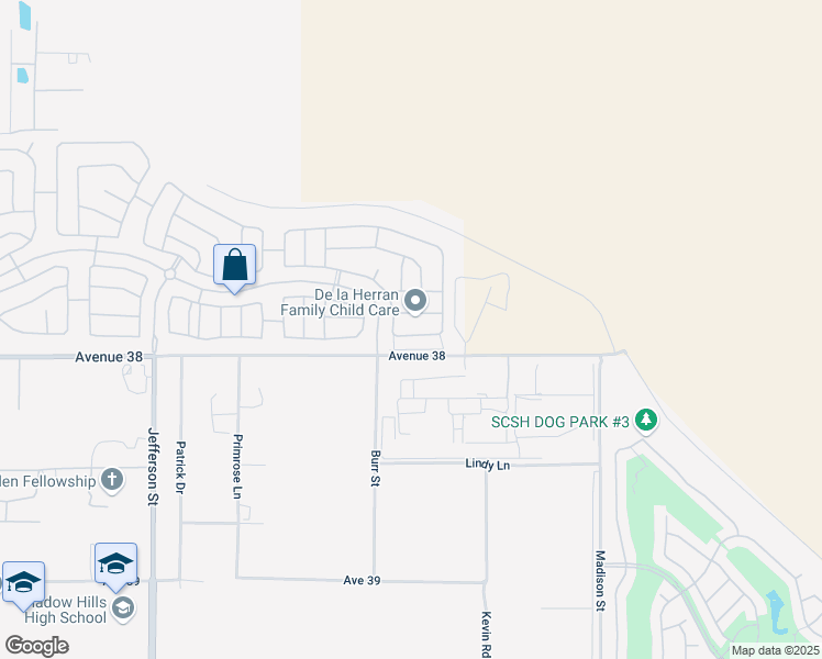 map of restaurants, bars, coffee shops, grocery stores, and more near 80574 Tinsley Avenue in Indio