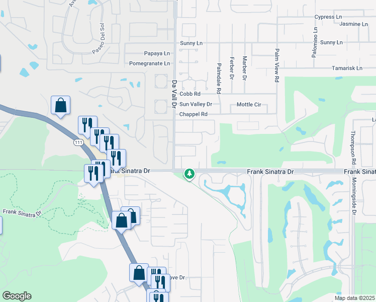 map of restaurants, bars, coffee shops, grocery stores, and more near 37800 Da Vall Drive in Rancho Mirage