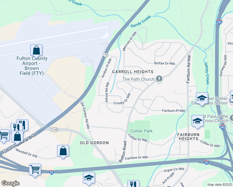 map of restaurants, bars, coffee shops, grocery stores, and more near 3737 Adkins Rd NW in Atlanta