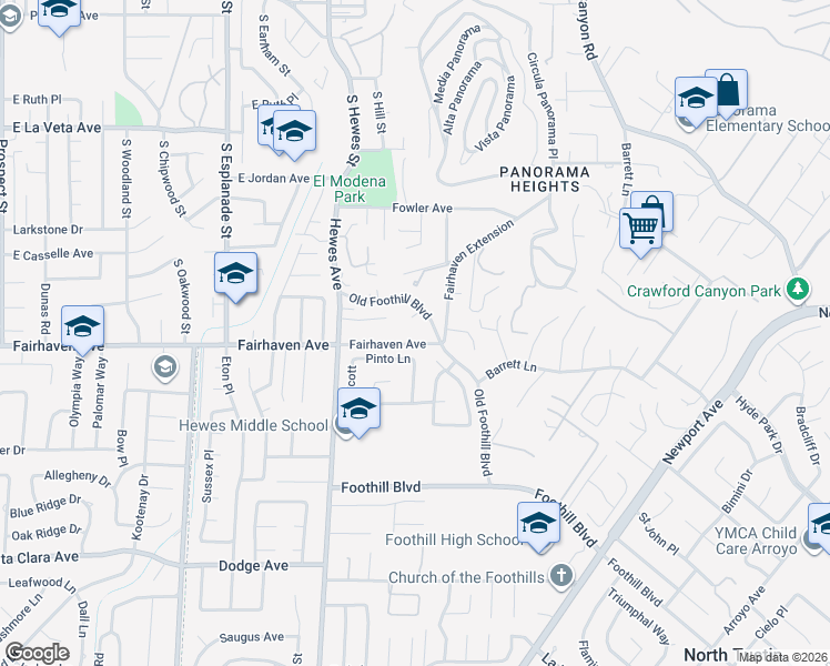 map of restaurants, bars, coffee shops, grocery stores, and more near 18911 Fairhaven Avenue in Santa Ana