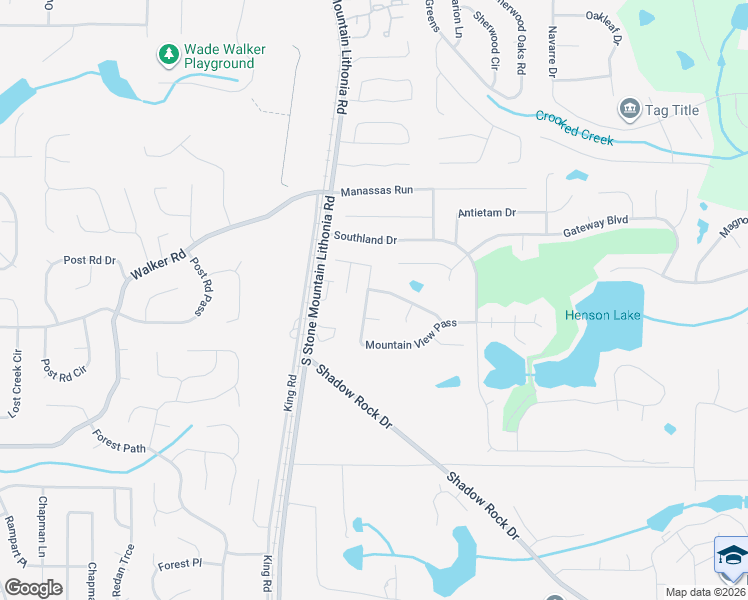 map of restaurants, bars, coffee shops, grocery stores, and more near 5526 Mountain View Pass in Stone Mountain