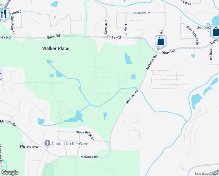 map of restaurants, bars, coffee shops, grocery stores, and more near 3387 Saddleton Way in Douglasville