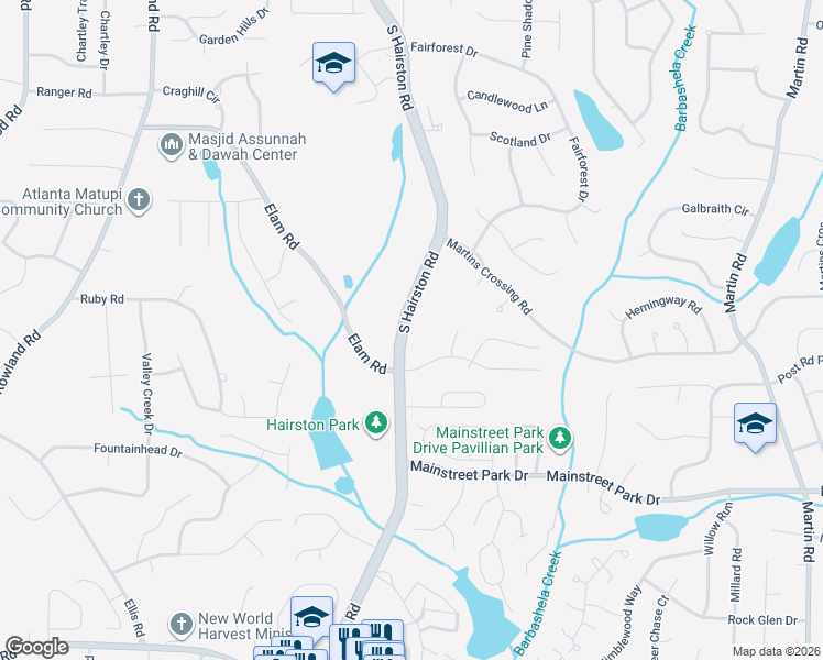 map of restaurants, bars, coffee shops, grocery stores, and more near 814 South Hairston Road in Stone Mountain