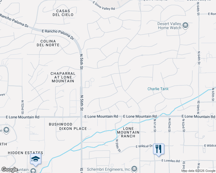 map of restaurants, bars, coffee shops, grocery stores, and more near 5721 East Parnell Drive in Cave Creek