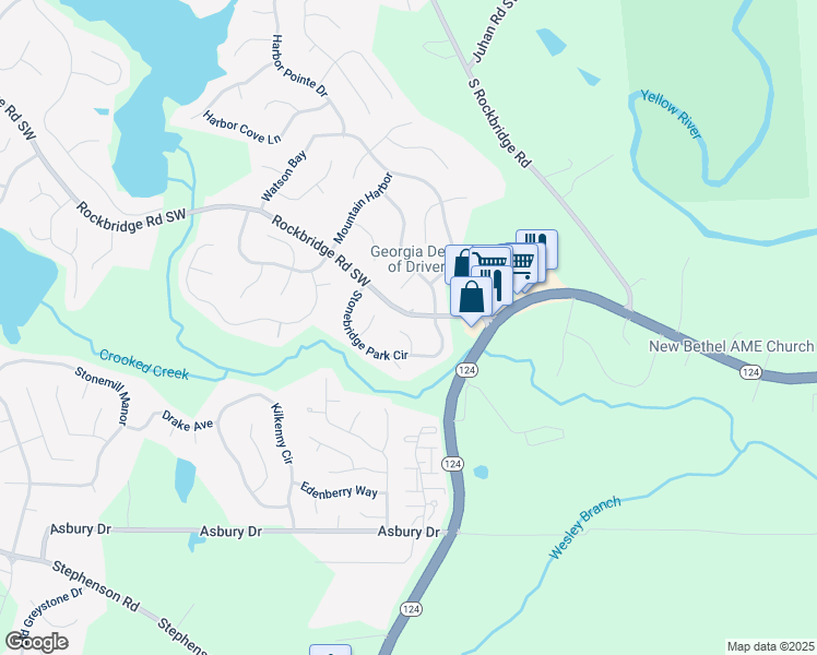map of restaurants, bars, coffee shops, grocery stores, and more near 726 Stonebridge Way in Lithonia