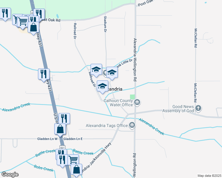 map of restaurants, bars, coffee shops, grocery stores, and more near in Alexandria