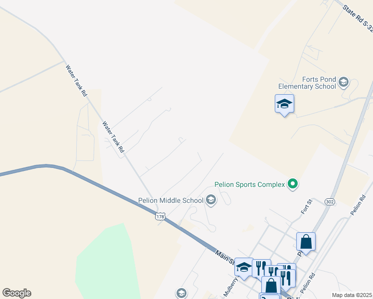 map of restaurants, bars, coffee shops, grocery stores, and more near 283 Summerland Court in Pelion