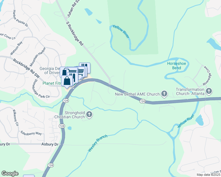 map of restaurants, bars, coffee shops, grocery stores, and more near 712 Pembelton Court in Lithonia